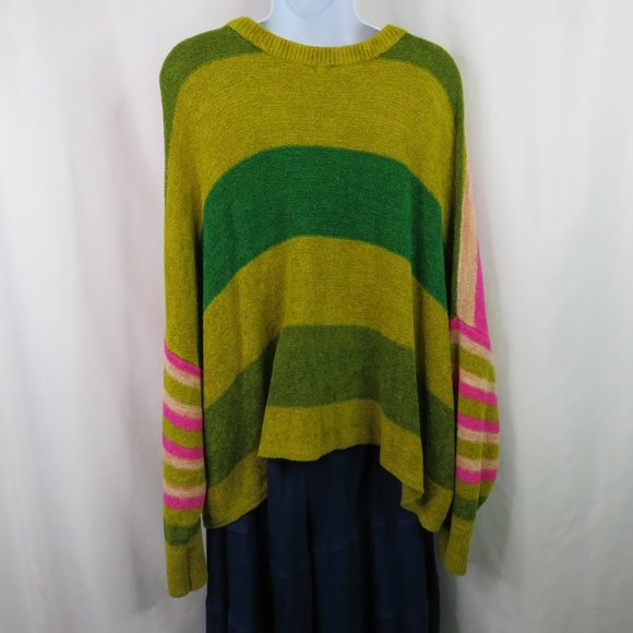 Free People Oversized Stripe Sweater Size Small Slouchy All About You Chenille - Picture 9 of 16